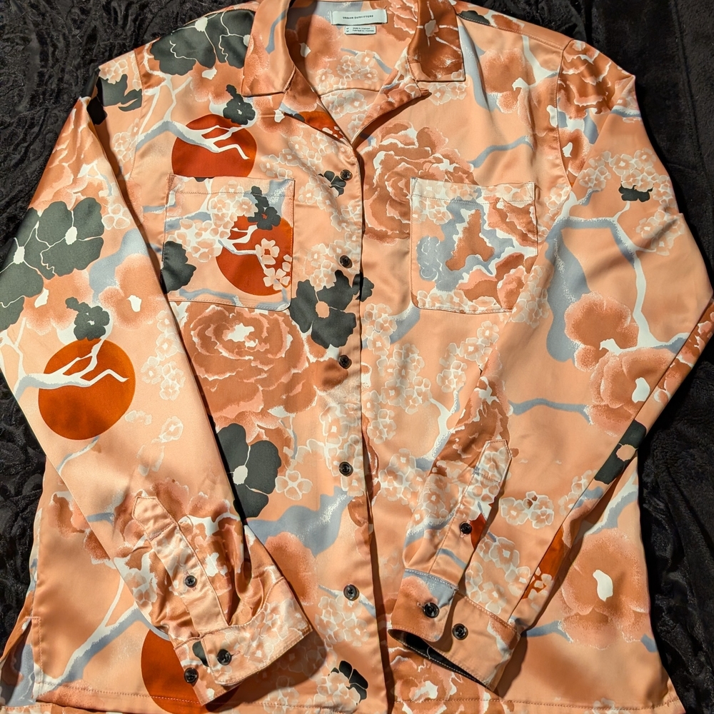 Urban Outfitters Floral Satin Men's Button Up